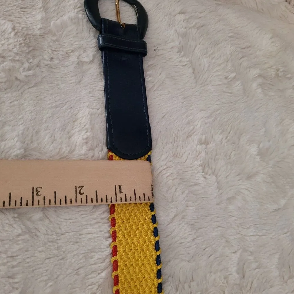 Vintage Womens Christian Dior Belt Yellow, Blue, Red Stretch Size M/L